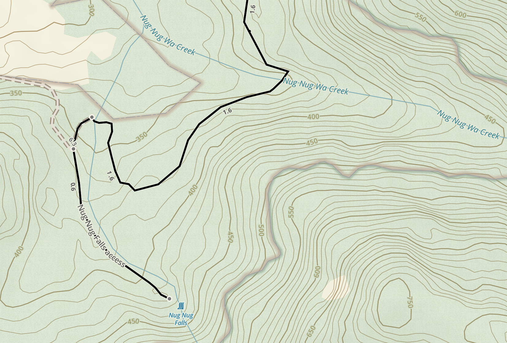 Nug Nug Falls map